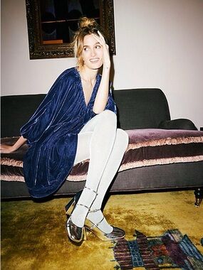Free People Portia Velvet Mini Dress in Deep Navy
